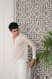 Nazm - Textured White Cuban Kurta Trouser - Number3Clothing