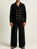 Noir Riviera Double - Breasted Linen Shirt - Number3Clothing