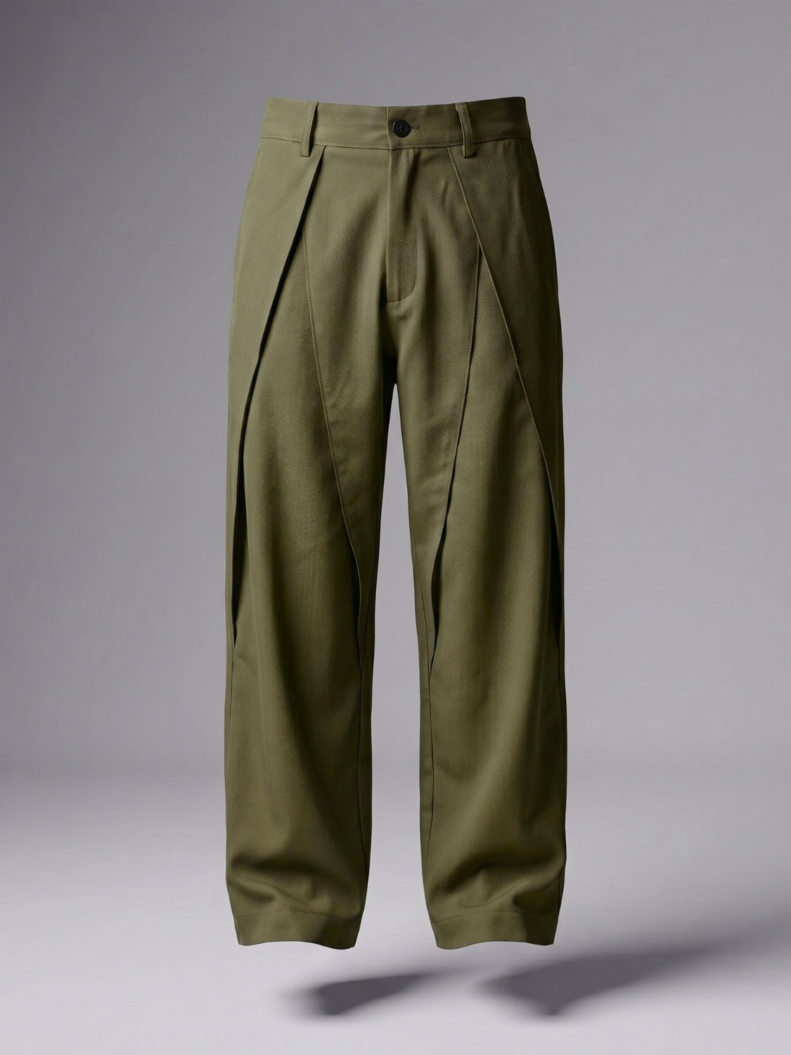 Olive Pleated Wide-Leg Trouser Pant - Number3Clothing