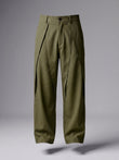 Olive Pleated Wide-Leg Trouser Pant - Number3Clothing