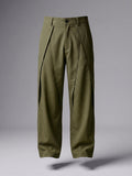Olive Pleated Wide-Leg Trouser Pant - Number3Clothing