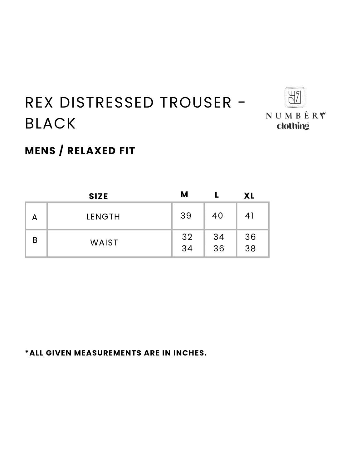 Rex Distressed Trouser - Black - Number3Clothing