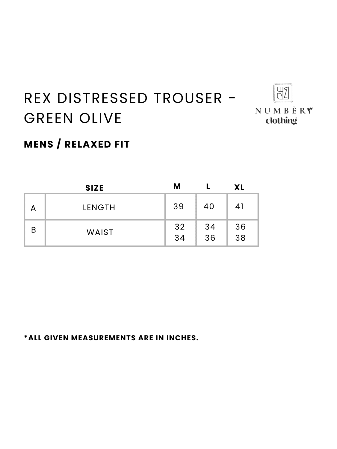 Rex Distressed Trouser - Green Olive - Number3Clothing