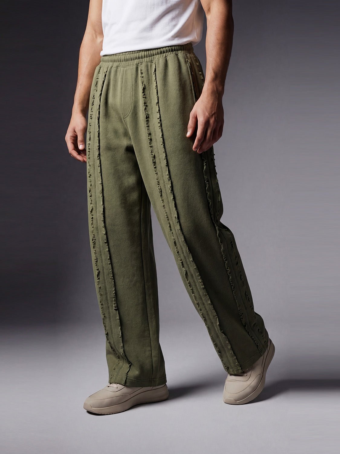 Rex Distressed Trouser - Green Olive - Number3Clothing