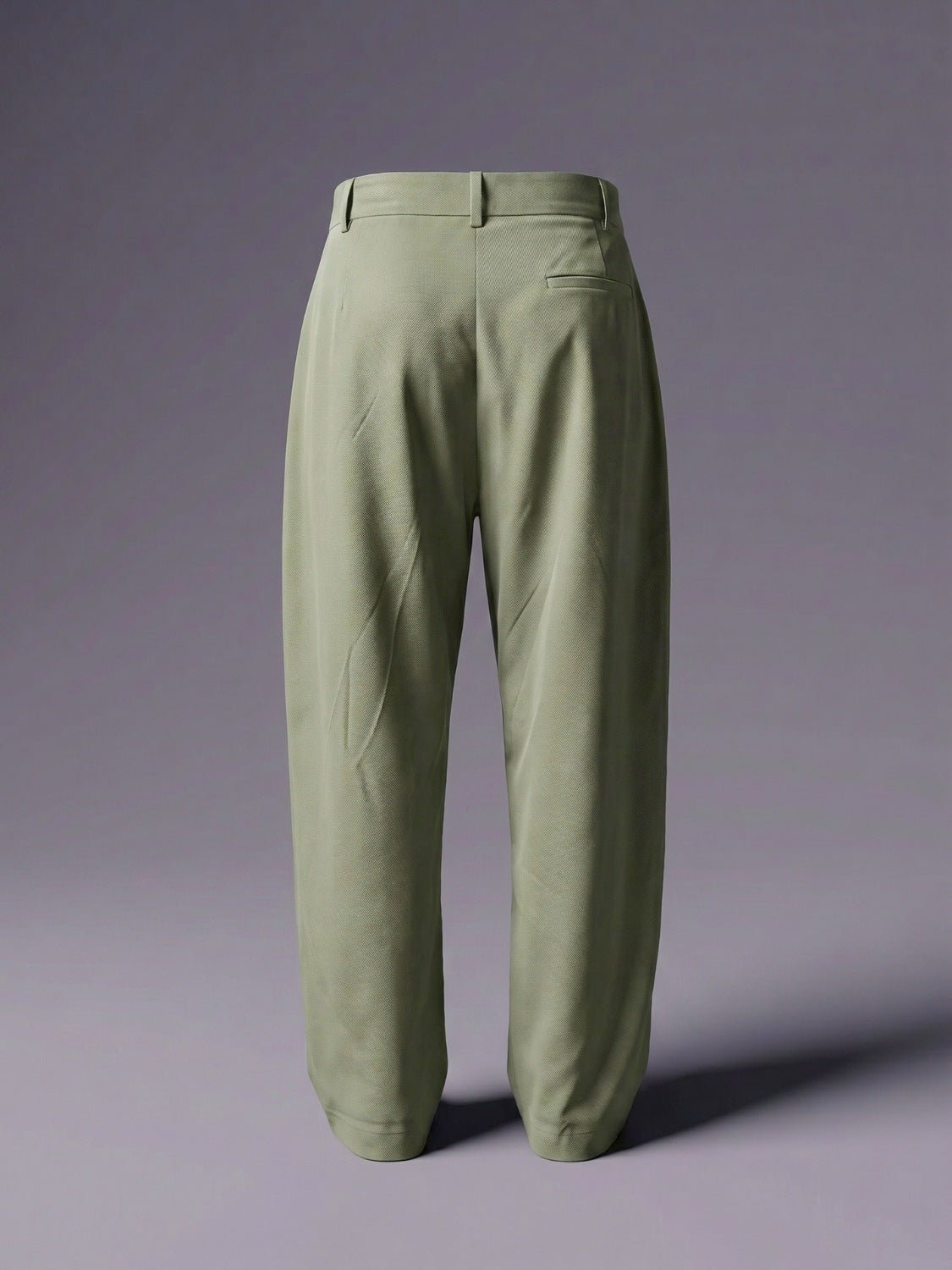 Men Sage Green Pleated Wide Leg Trouser Cotton Twill Fabric & Pleat Detail - Number 3