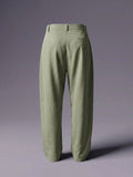 Men Sage Green Pleated Wide Leg Trouser Cotton Twill Fabric & Pleat Detail - Number 3
