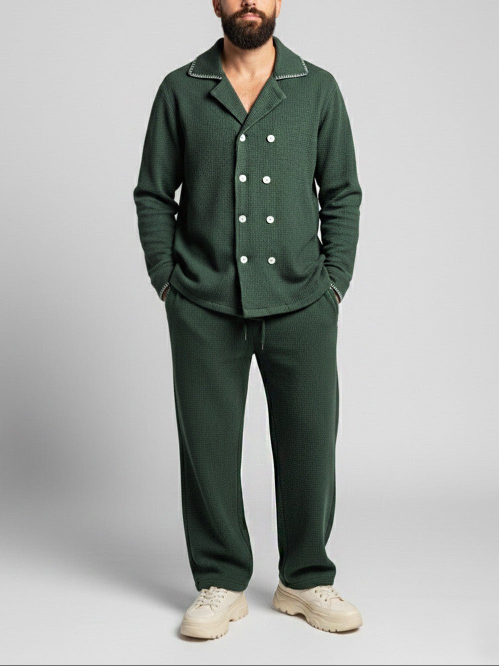 Sage Waffle Textured Shirt - Number3Clothing