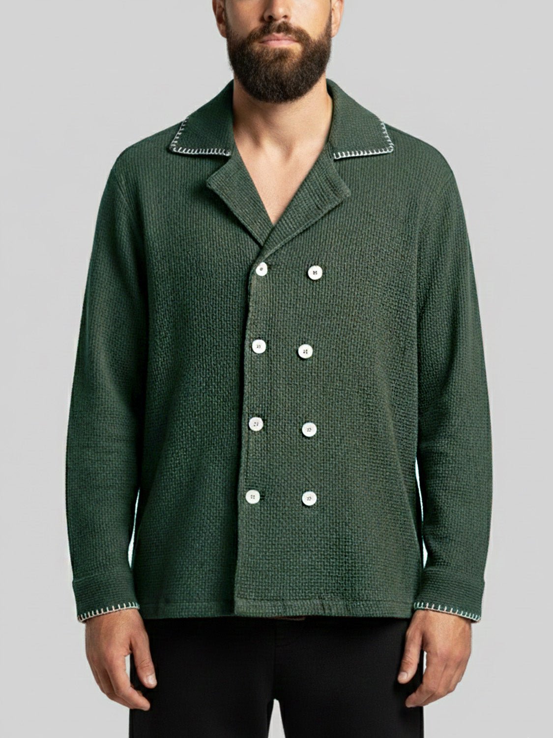 Sage Waffle Textured Shirt - Number3Clothing