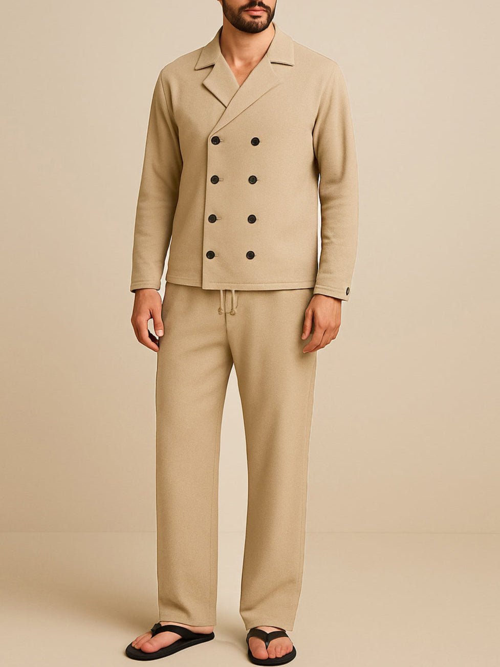 Sahara Stone Double - Breasted Linen Shirt - Number3Clothing