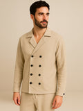 Sahara Stone Double - Breasted Linen Shirt - Number3Clothing