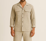 Sand Dune Textured Linen Safari Shirt - Number3Clothing