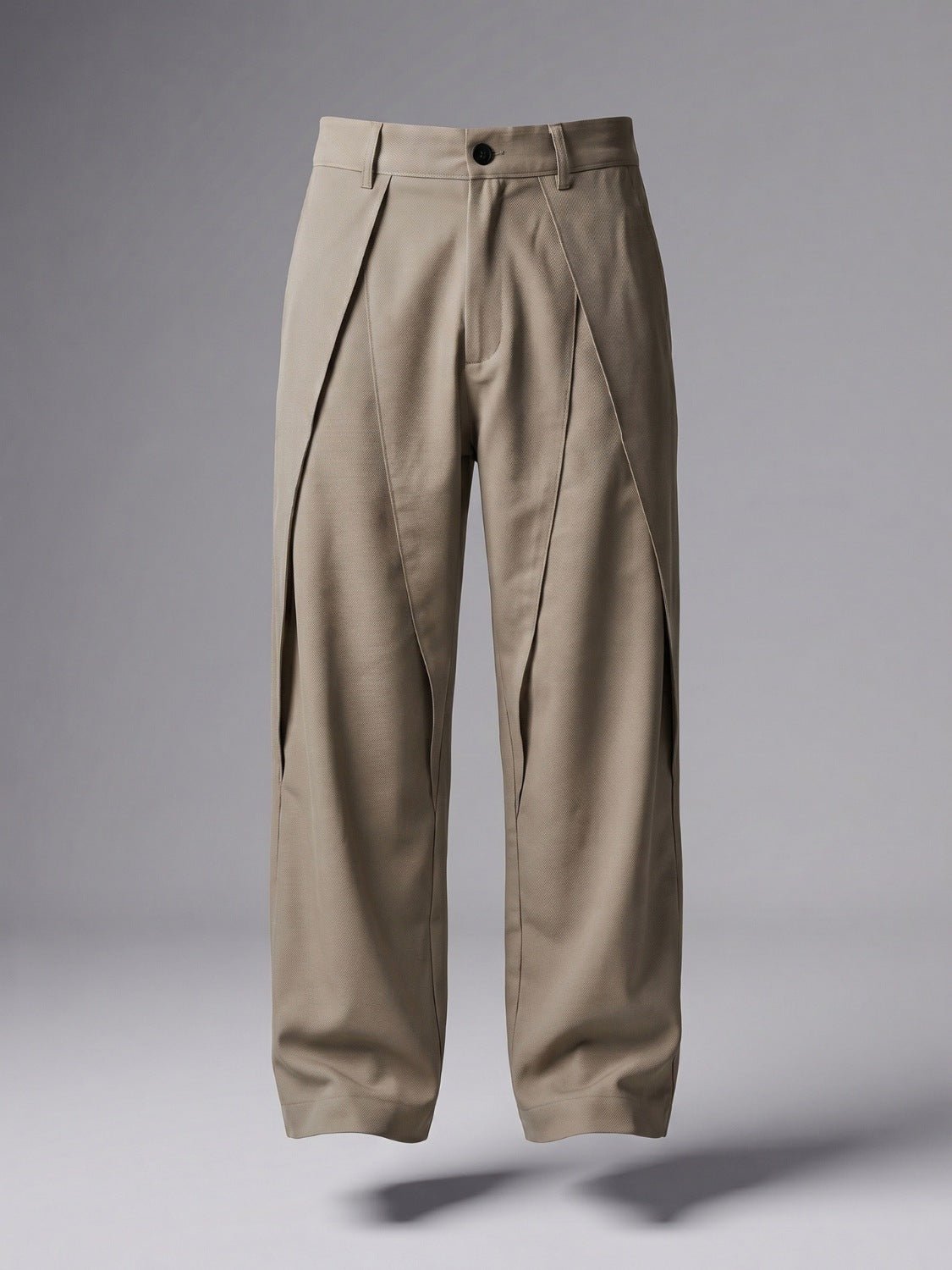 Taupe Pleated Wide-Leg Trouser Pant - Number3Clothing