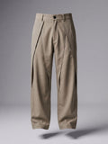 Taupe Pleated Wide-Leg Trouser Pant - Number3Clothing