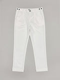 White Adjustable Pleated Pant - Number3Clothing