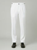 White Adjustable Pleated Pant - Number3Clothing