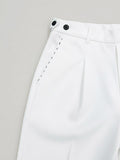 White Adjustable Pleated Pant - Number3Clothing