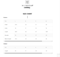 Shalwar kameez size chart